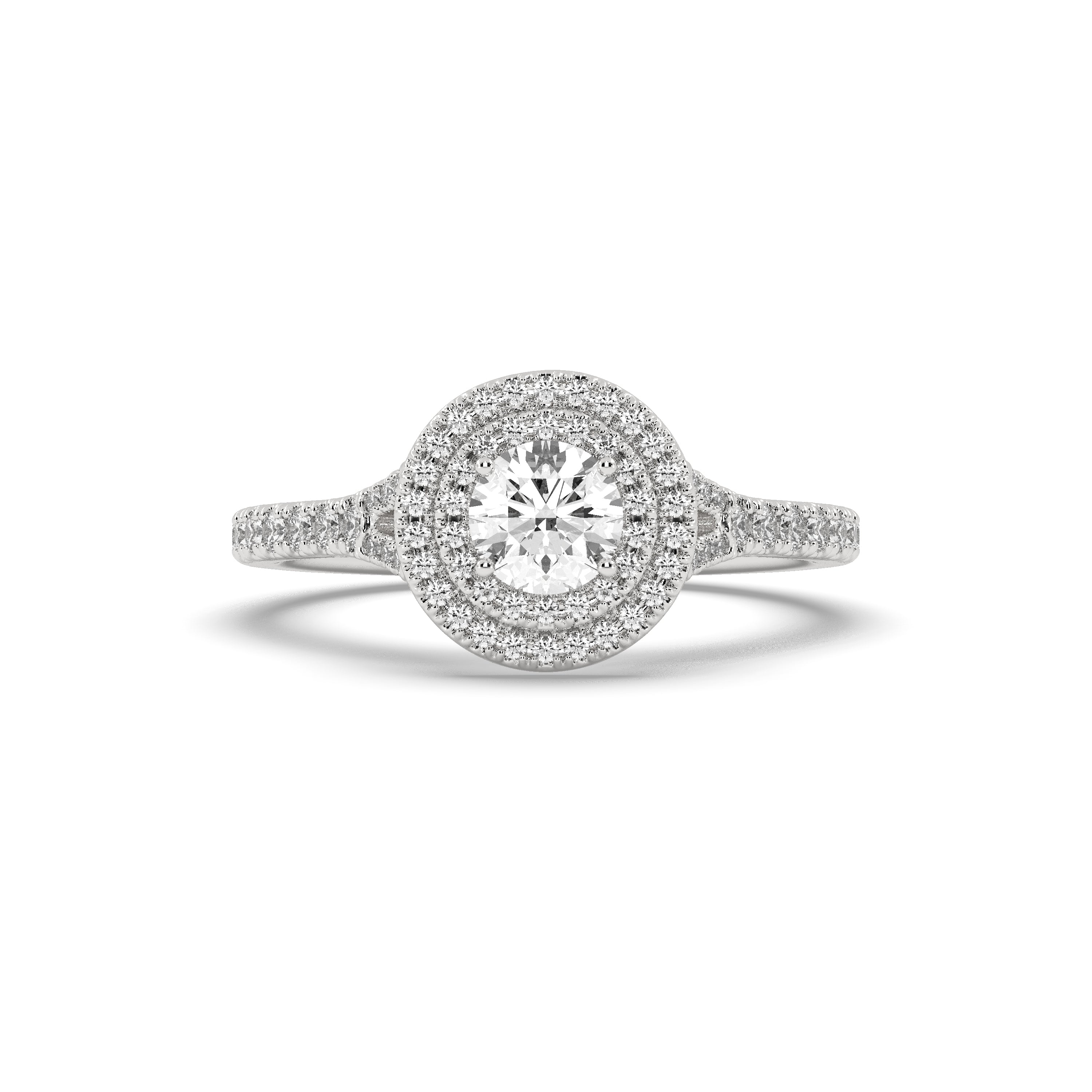 White Gold Studded 1.142 Carat Lab Grown Diamond Ring-E Color VVS2 Clarity.